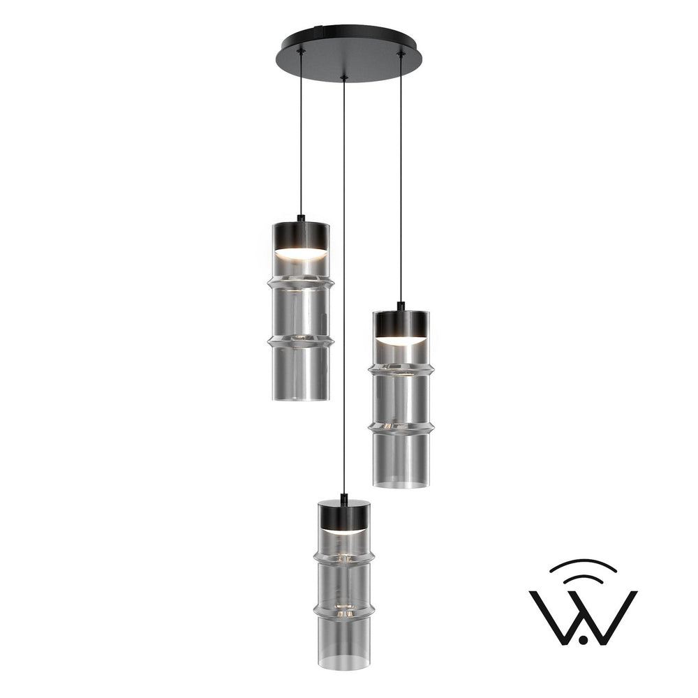 W.A.C. Canada - LED Chandelier - Kanister - Black/Smoke Glass- Union Lighting Luminaires Decor