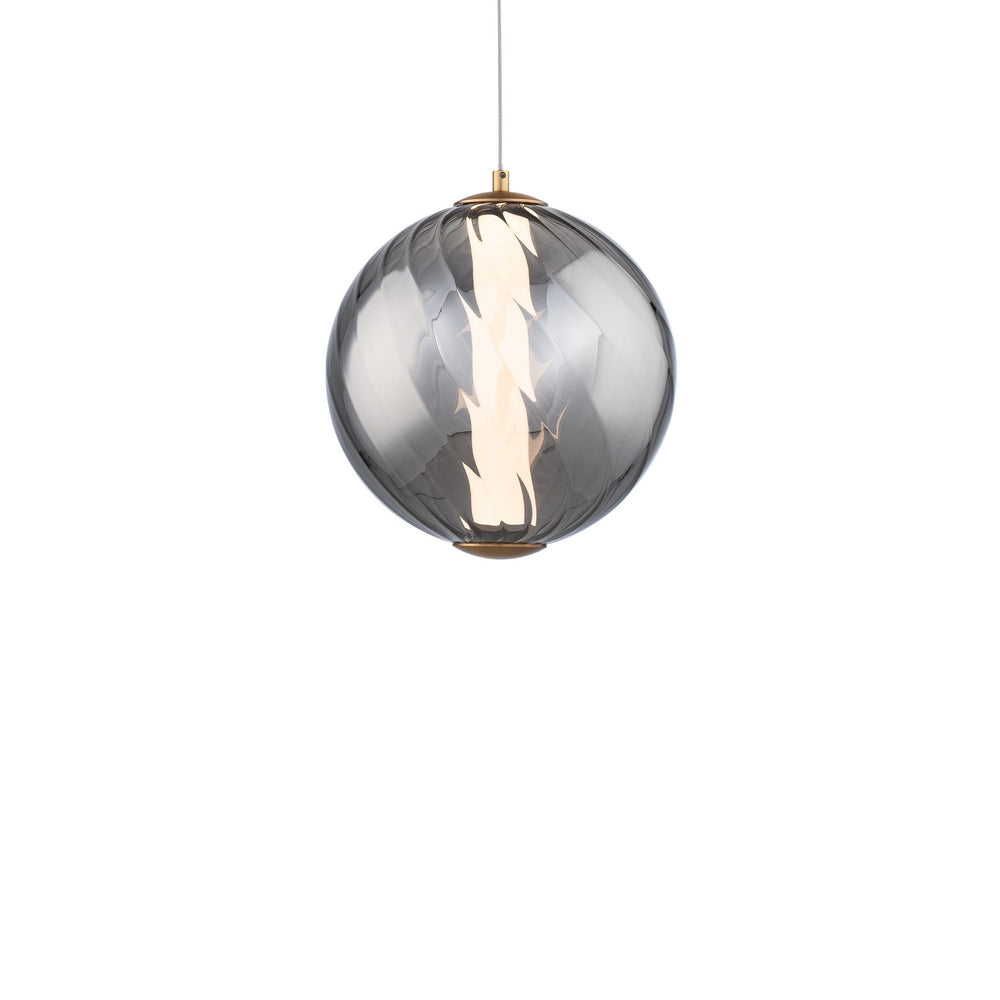 Modern Forms Canada - LED Mini Pendant - Swirly - Smoke Glass/Aged Brass- Union Lighting Luminaires Decor