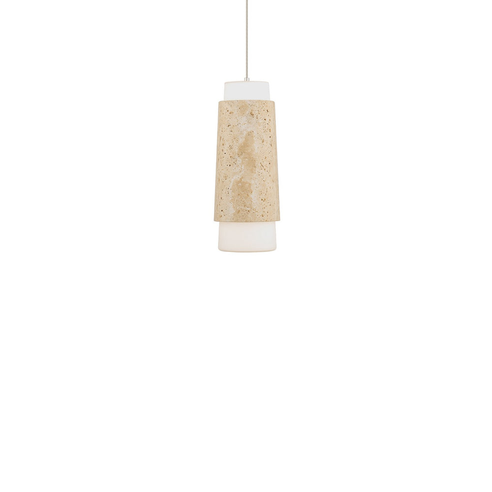 Modern Forms Canada - LED Mini Pendant - Chauncey - Beige Travertine/Aged Brass- Union Lighting Luminaires Decor