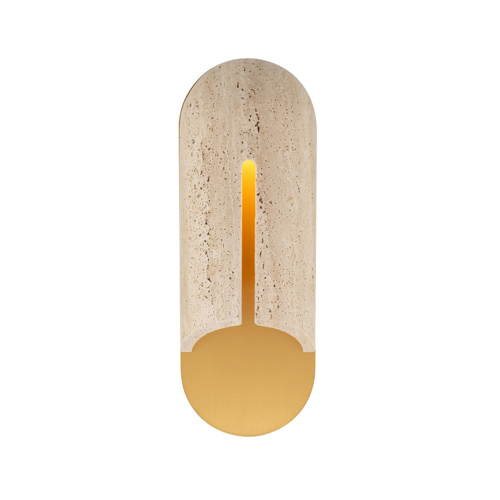 Modern Forms Canada - LED Outdoor Wall Sconce - Clog - Beige Travertine/Aged Brass- Union Lighting Luminaires Decor