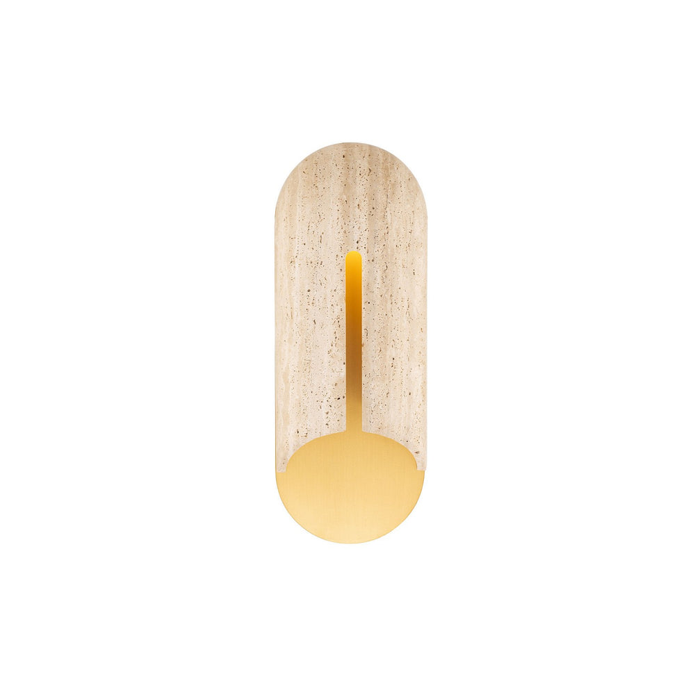 Modern Forms Canada - LED Outdoor Wall Sconce - Clog - Beige Travertine/Aged Brass- Union Lighting Luminaires Decor