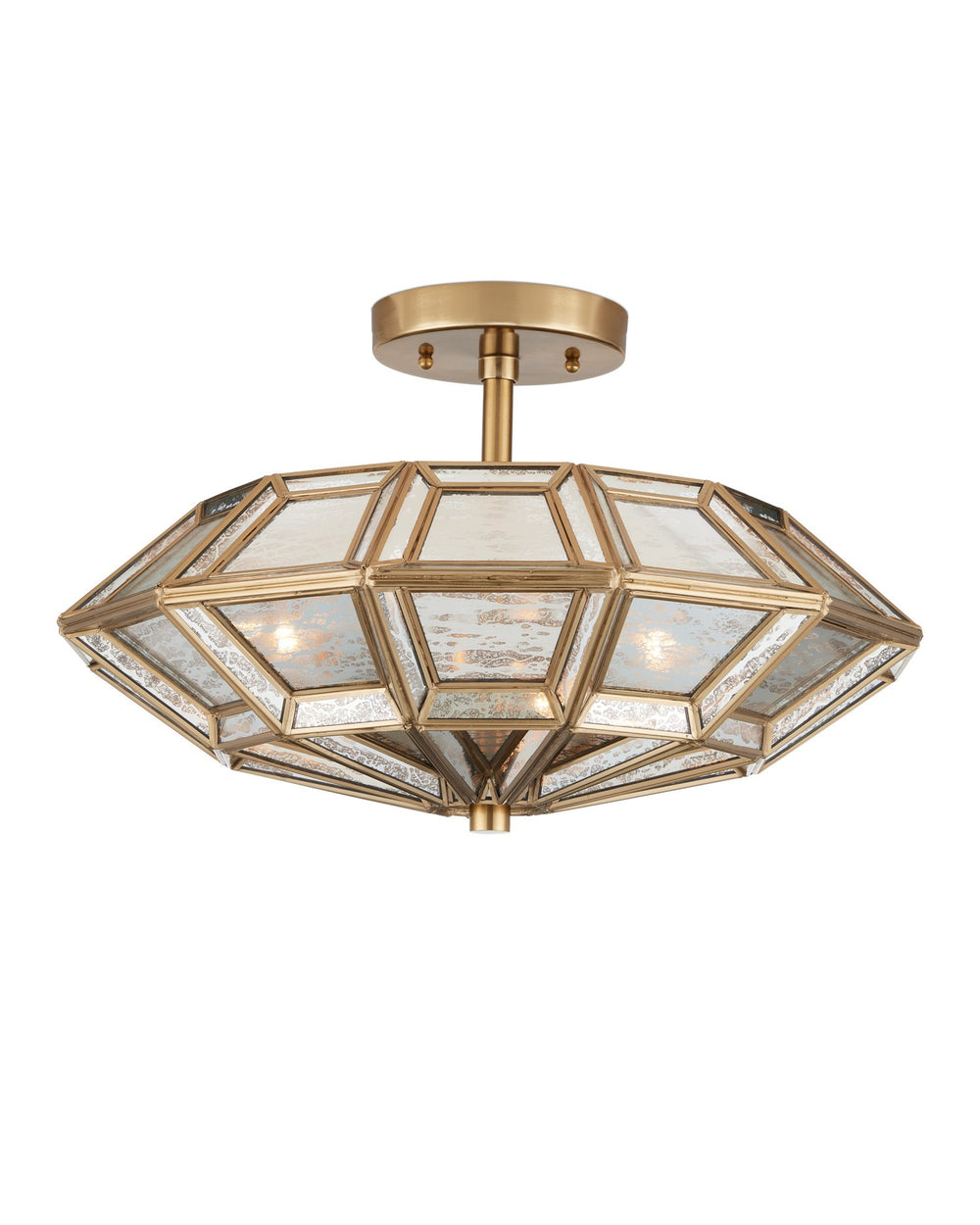 Currey and Company - Three Light Semi-Flush Mount - Valentina - Antique Brass/Antique Silver- Union Lighting Luminaires Decor