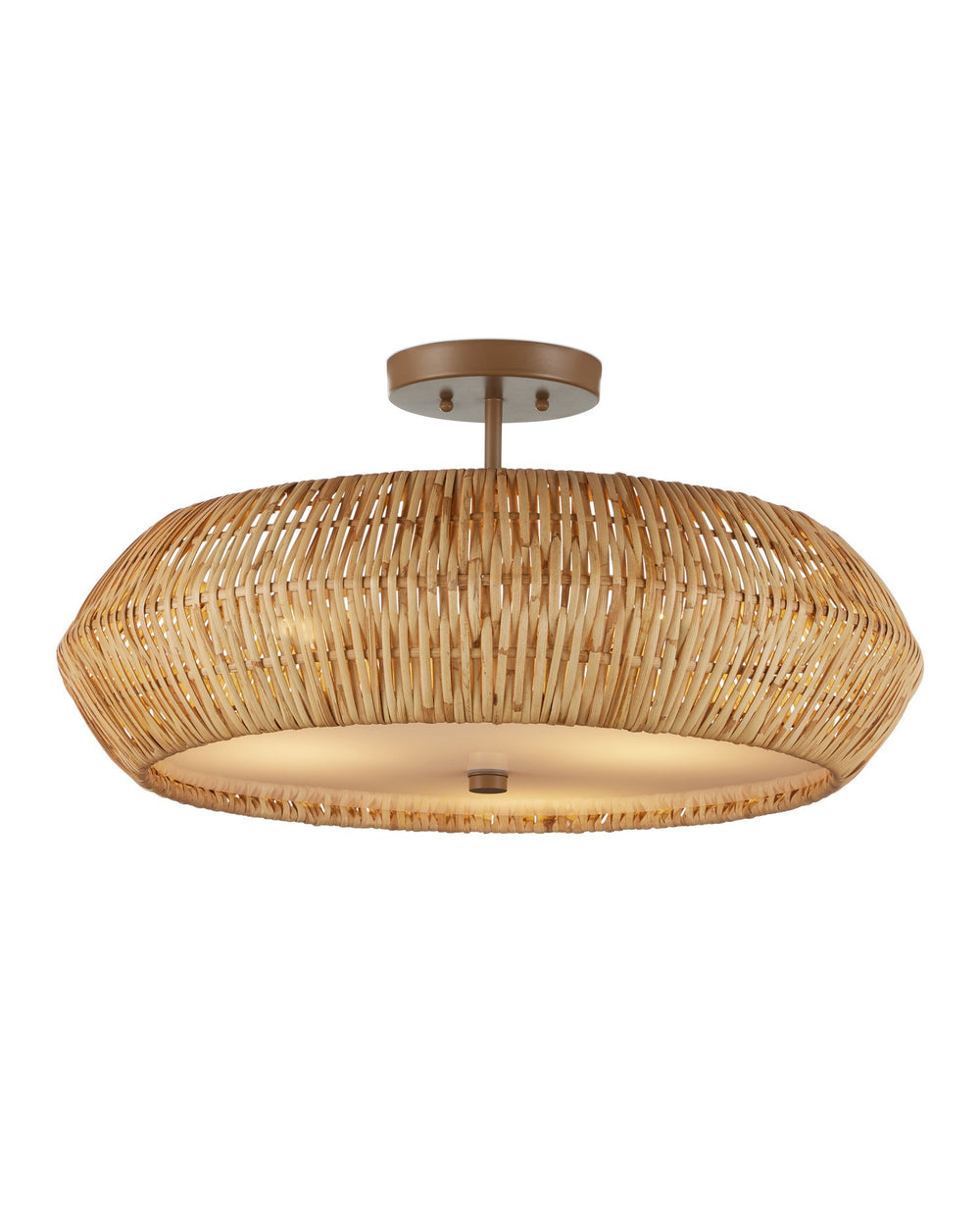 Currey and Company - Three Light Semi-Flush Mount - Antibes - Natural/Khaki/White- Union Lighting Luminaires Decor