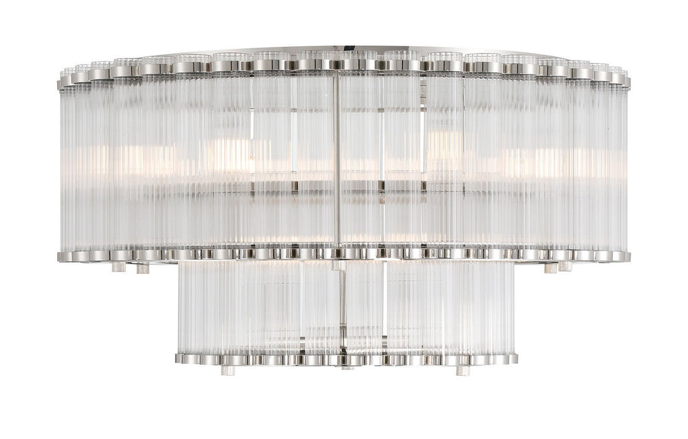 Eurofase Canada - Nine Light Flush Mount - Glasbury - Polished Nickel- Union Lighting Luminaires Decor