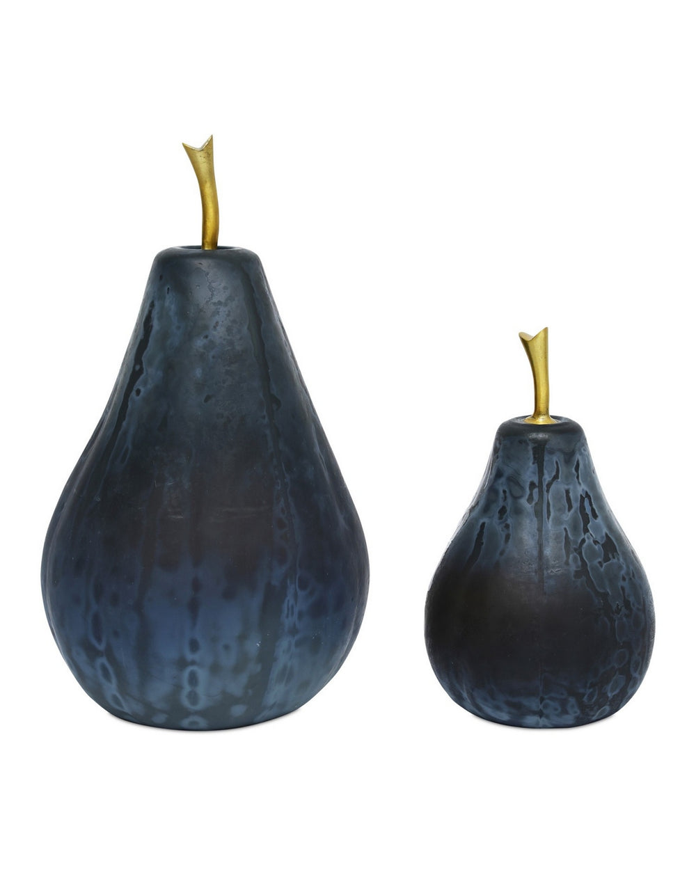 Currey and Company - Pear Set of 2 - Glass Pear - Blue/Brass- Union Lighting Luminaires Decor