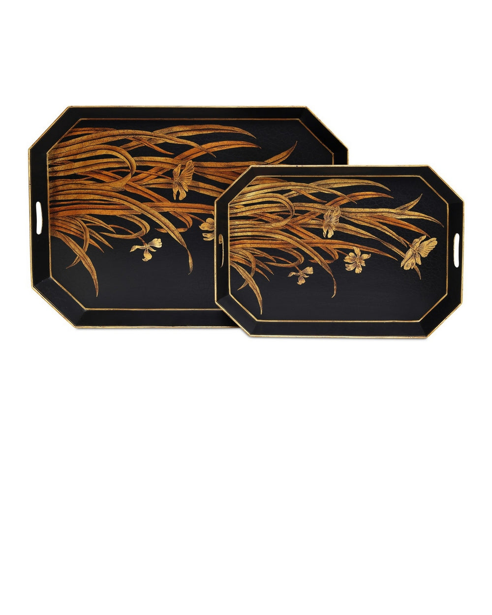 Currey and Company - Tray Set of 2 - Glasshouse - Black/Gold- Union Lighting Luminaires Decor