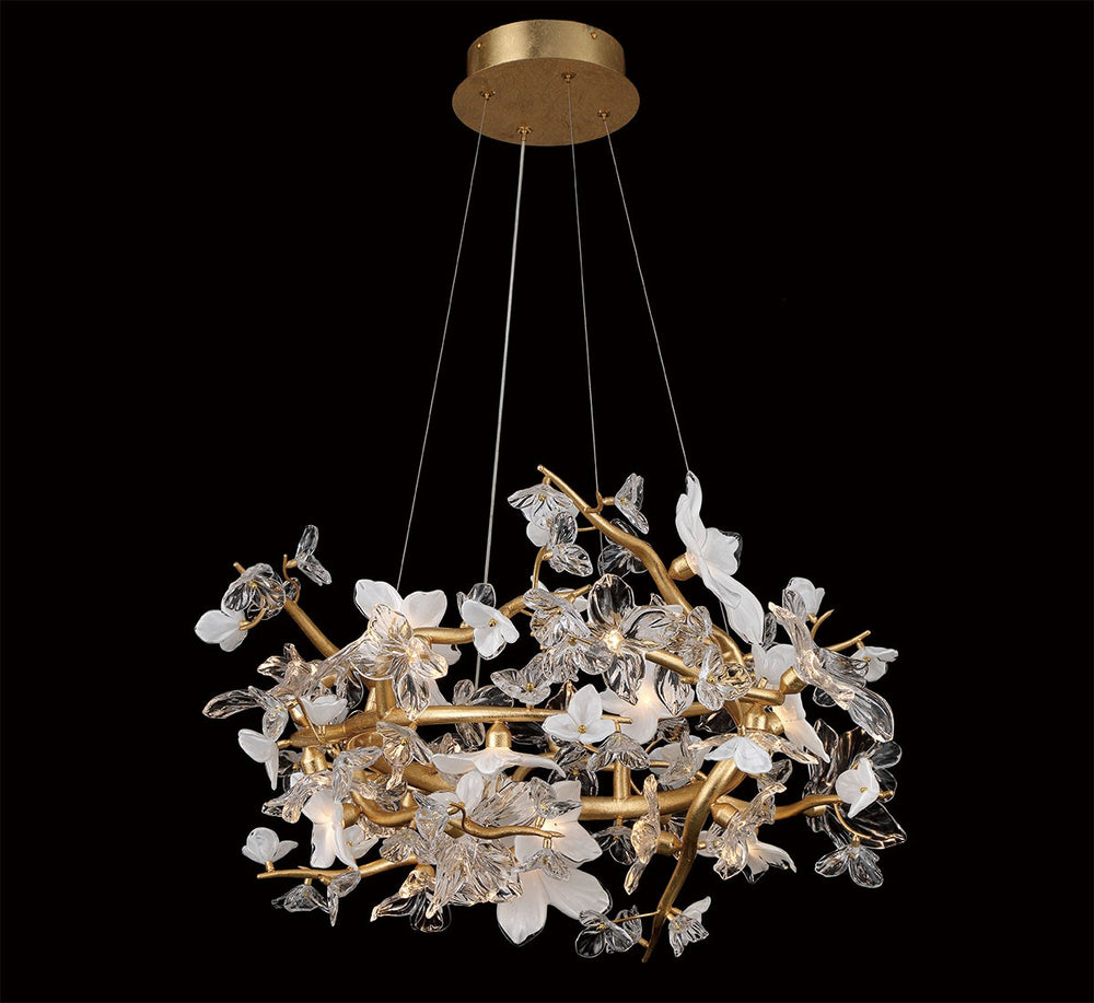 Lib & Co. Canada - LED Chandelier - Fiori - Gold leaf- Union Lighting Luminaires Decor