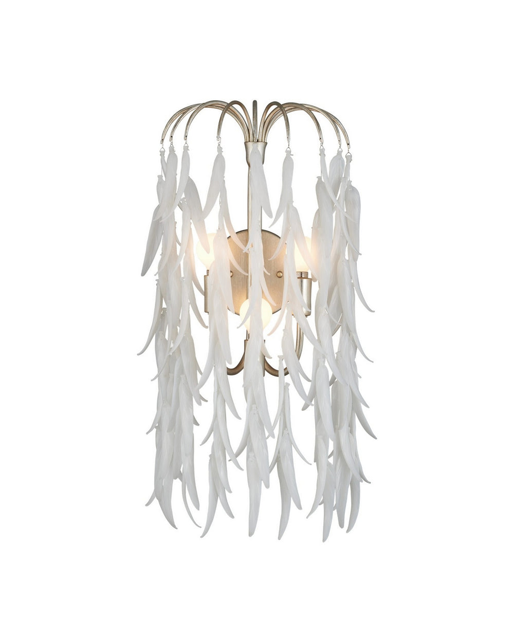 Currey and Company - Three Light Wall Sconce - Glen Arbor - White/Contemporary Silver Leaf/Contemporary Silver- Union Lighting Luminaires Decor