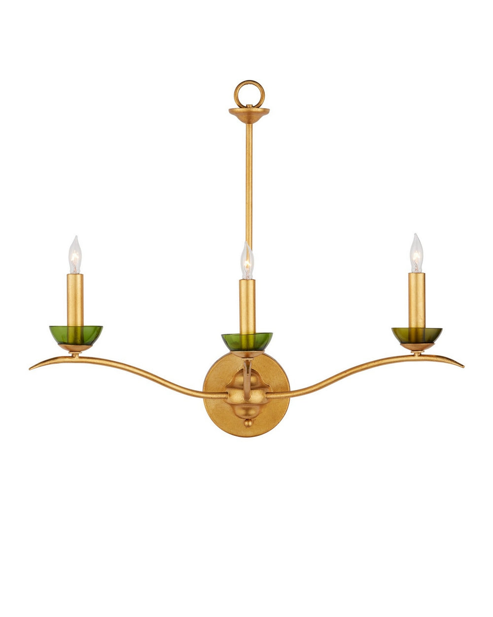 Currey and Company - Three Light Wall Sconce - Flannery - Contemporary Gold Leaf/Green- Union Lighting Luminaires Decor