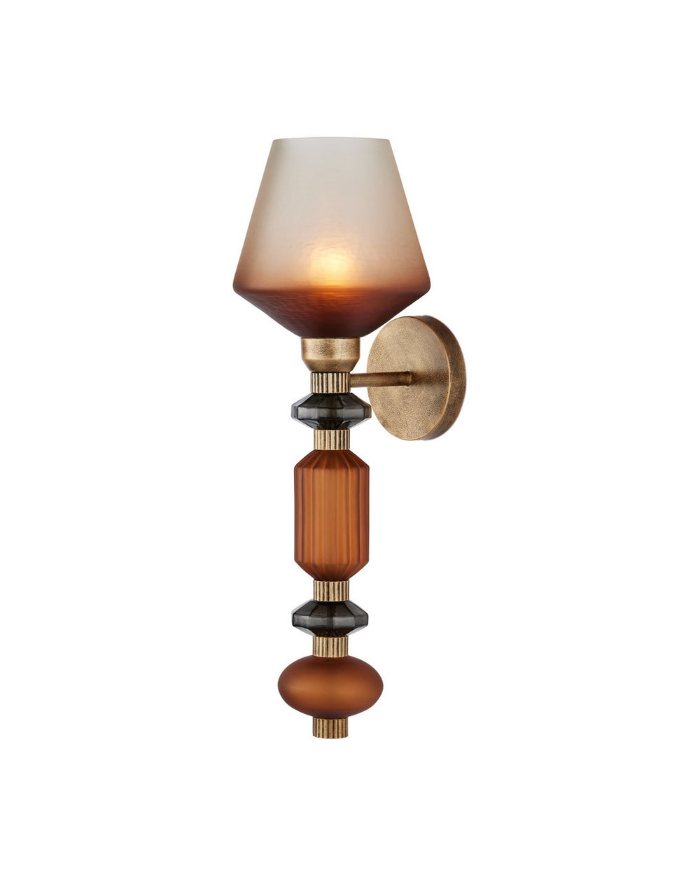 Currey and Company - One Light Wall Sconce - Mandeville - Butter Rum Sandbar/Matte Ombre/Deep Gray/Antique Gold- Union Lighting Luminaires Decor