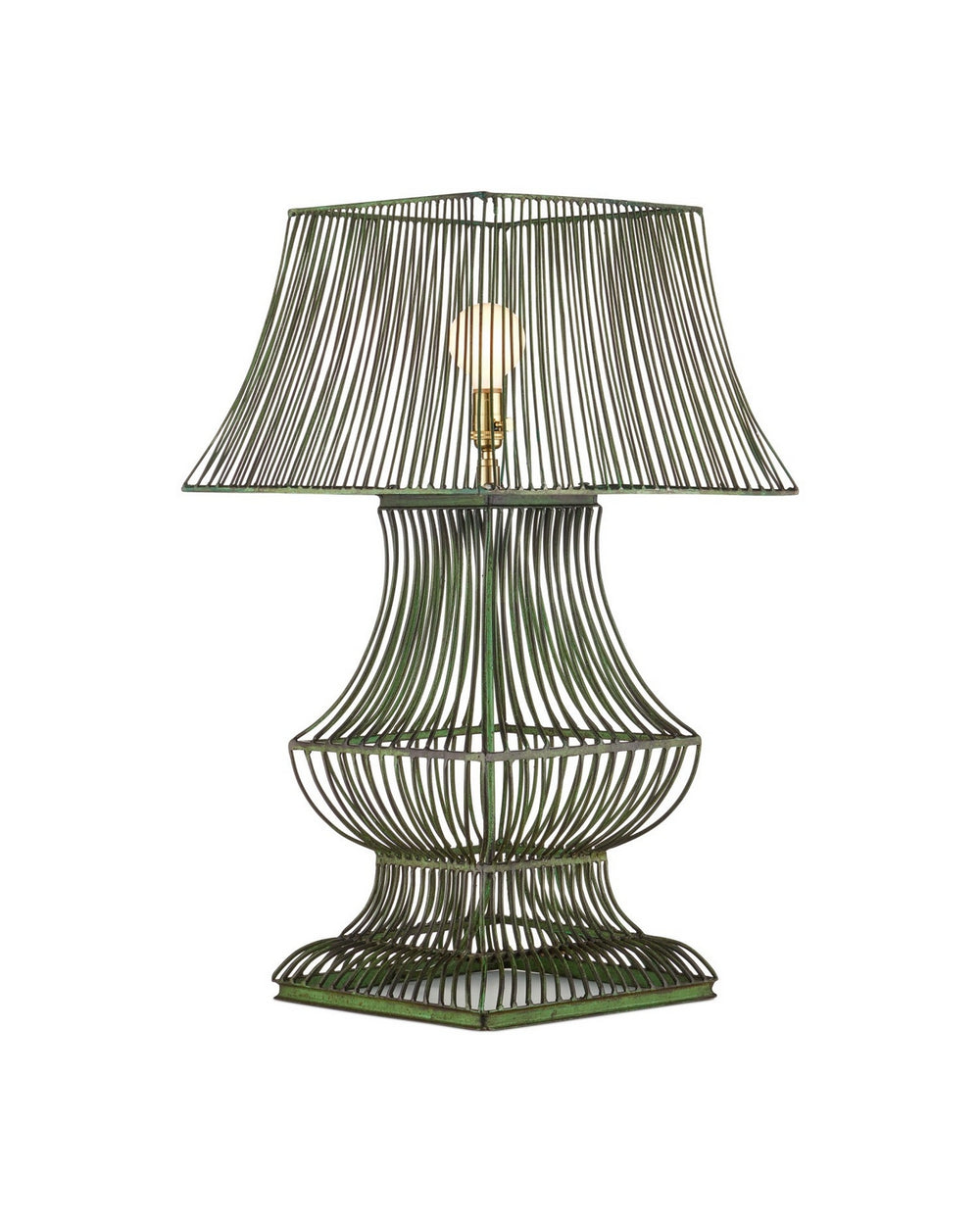 Currey and Company - One Light Table Lamp - Tuteurs - Distressed Green- Union Lighting Luminaires Decor
