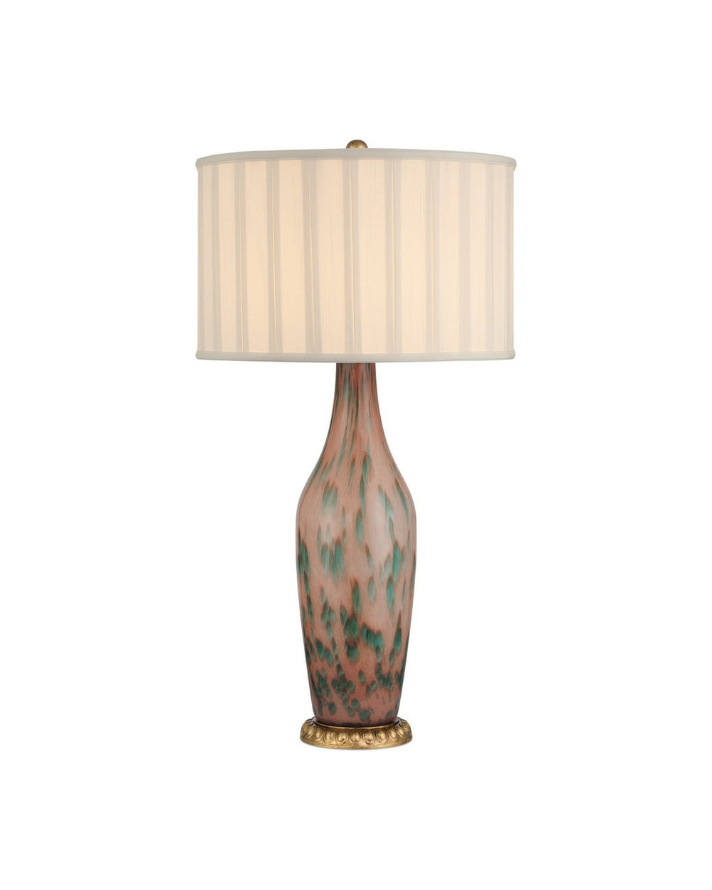 Currey and Company - One Light Table Lamp - Brielle - Pale Pink/Green/Brown/Gold Leaf- Union Lighting Luminaires Decor