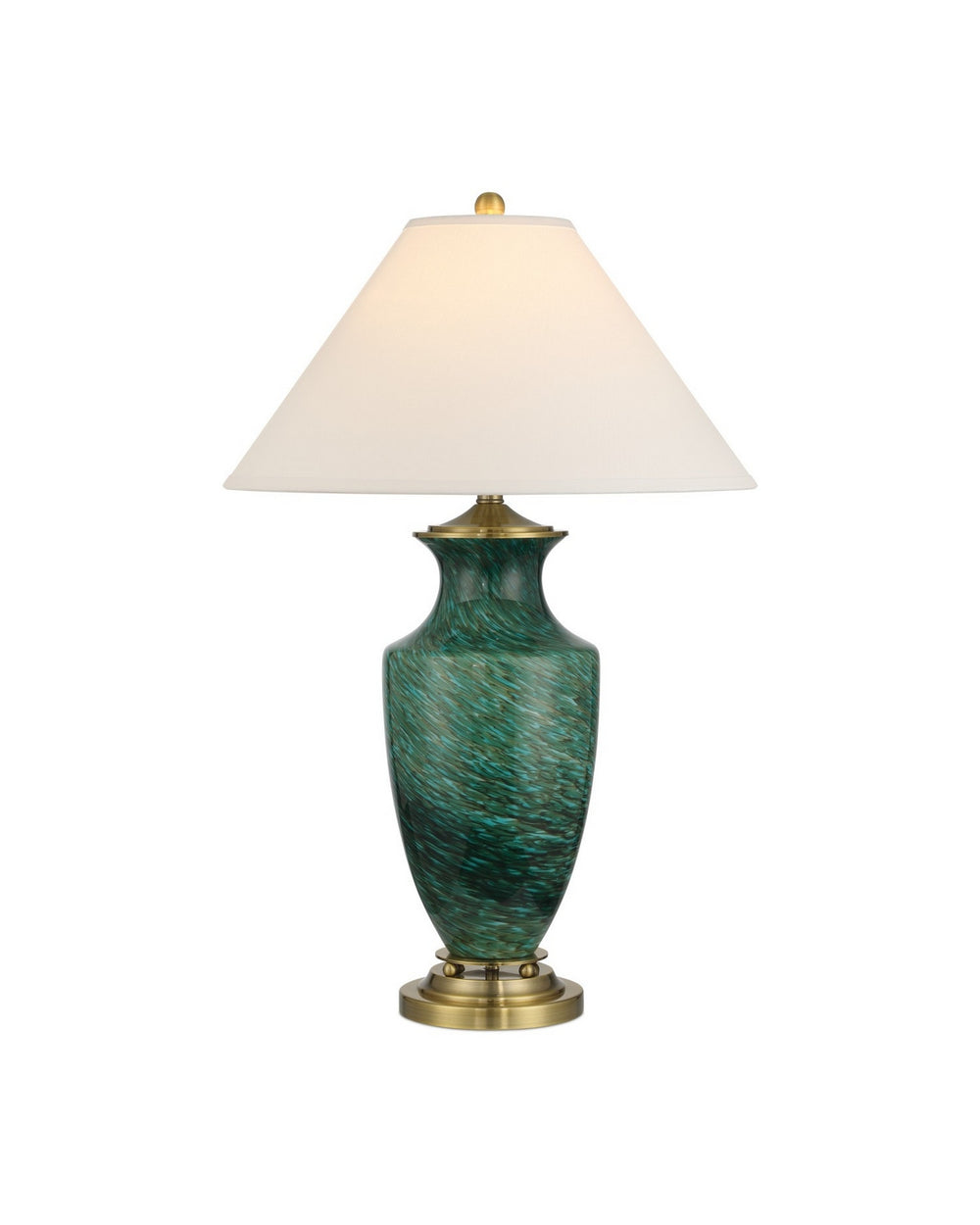 Currey and Company - One Light Table Lamp - Claude - Green/Antique Brass- Union Lighting Luminaires Decor