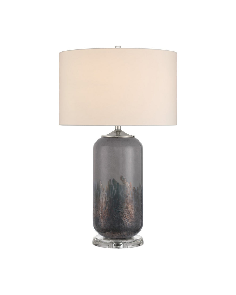 Currey and Company - One Light Table Lamp - Lewes - Gray/Clear/Polished Nickel- Union Lighting Luminaires Decor