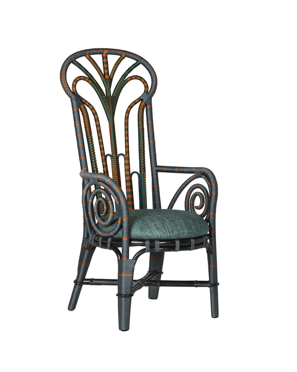 Currey and Company - Armchair - Benin Throne - Green/Orange- Union Lighting Luminaires Decor