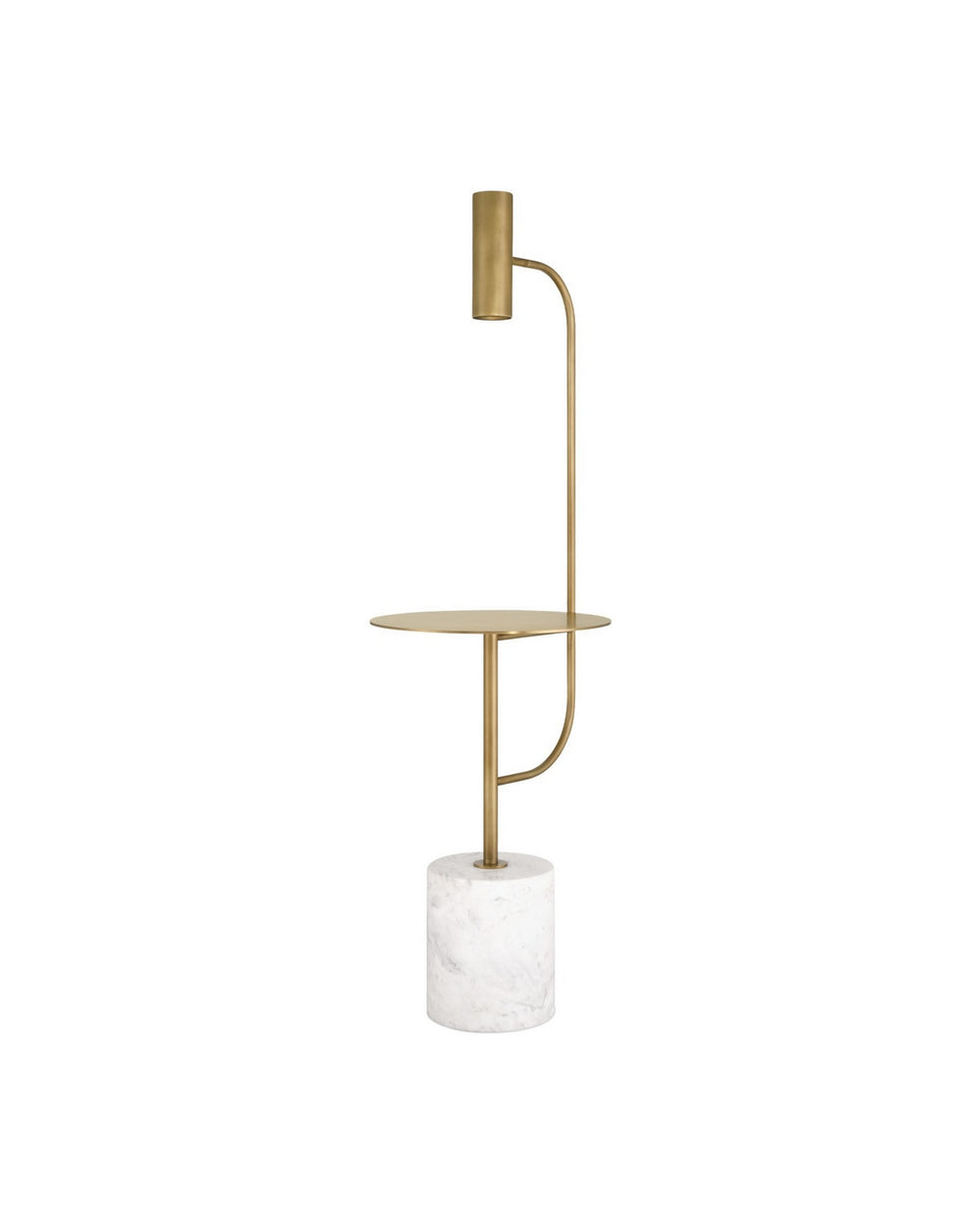 Currey and Company - LED Floor Lamp - Eastlin - Antique Brass/White- Union Lighting Luminaires Decor