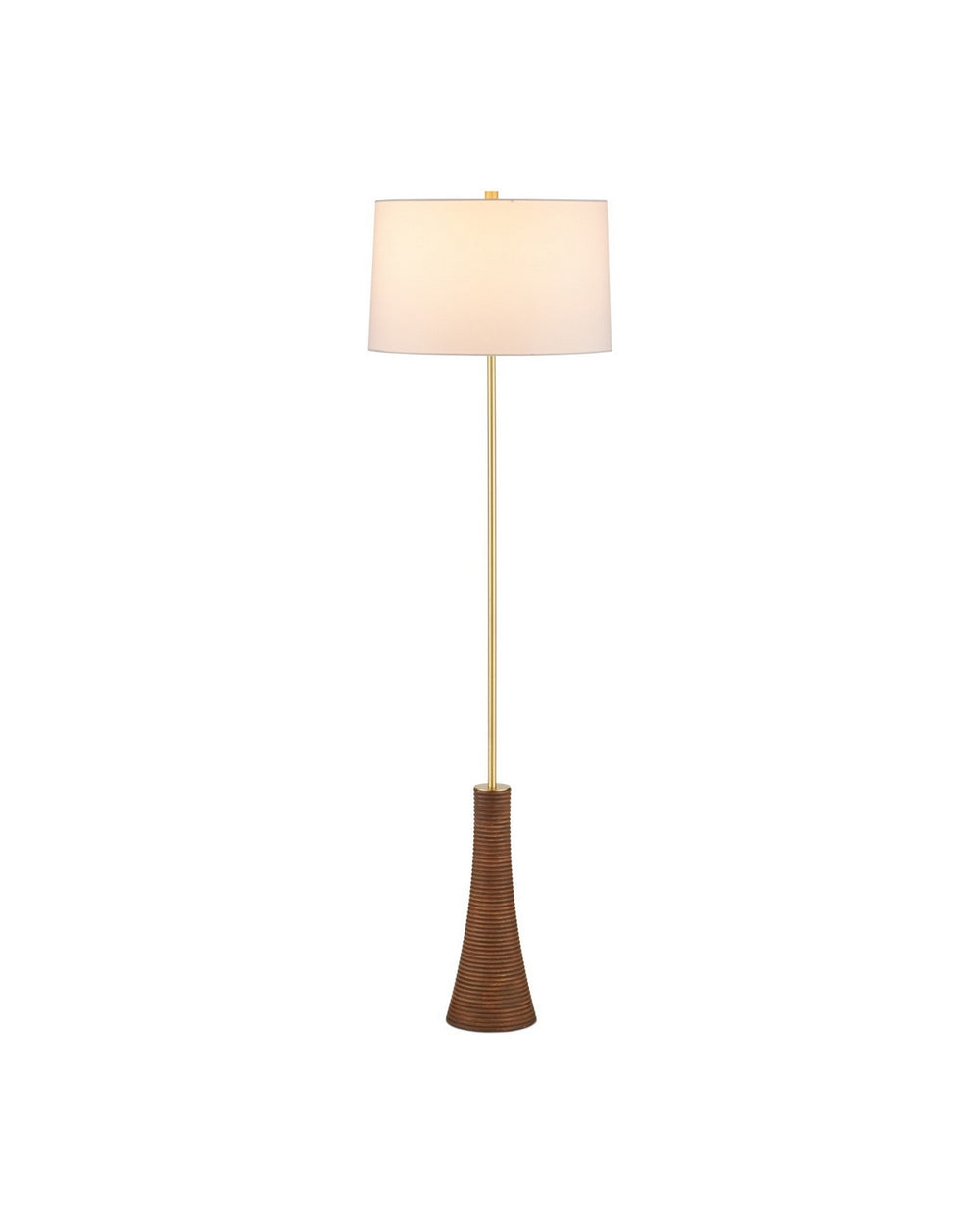 Currey and Company - One Light Floor Lamp - Lathe - Natural/Brushed Brass- Union Lighting Luminaires Decor