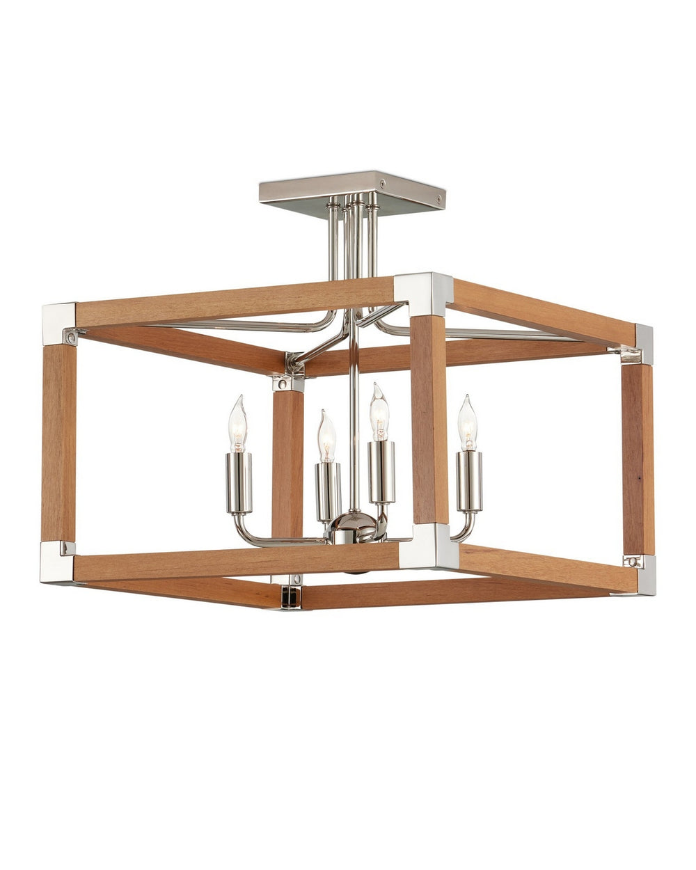 Currey and Company - Four Light Semi-Flush Mount - Boyd - Natural/Polished Nickel- Union Lighting Luminaires Decor