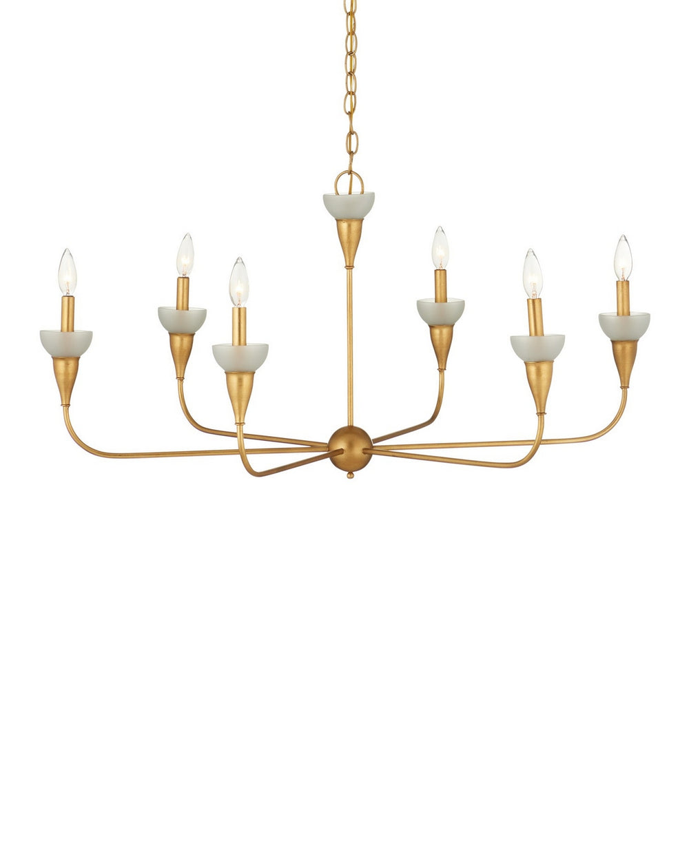 Currey and Company - Six Light Chandelier - Aurelia - Contemporary Gold Leaf/Contemporary Gold/Frosted- Union Lighting Luminaires Decor