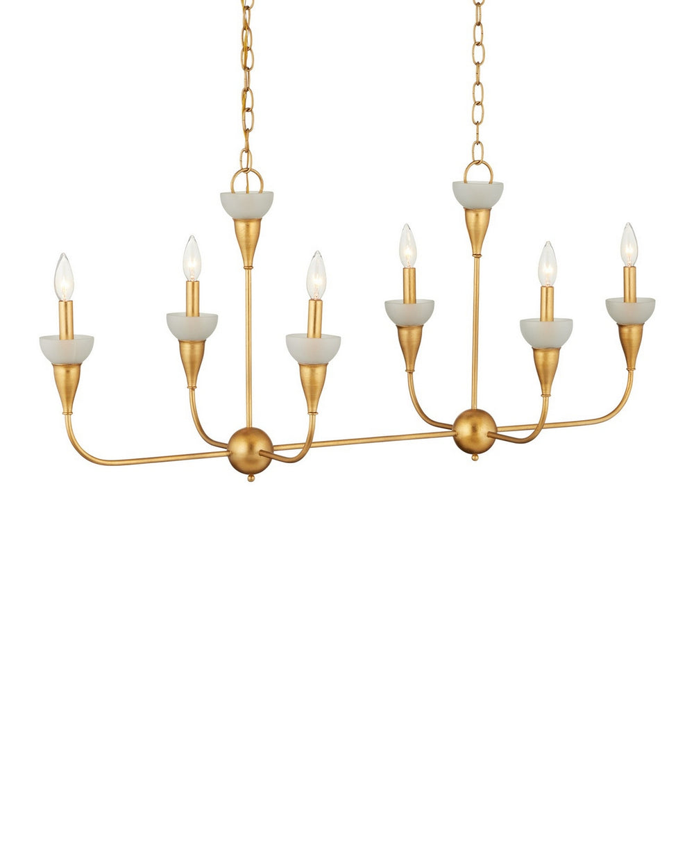 Currey and Company - Six Light Chandelier - Aurelia - Contemporary Gold Leaf/Contemporary Gold/Frosted- Union Lighting Luminaires Decor