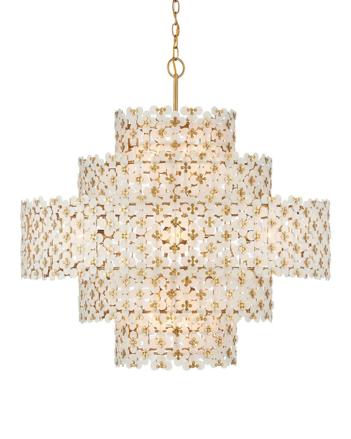 Currey and Company - 12 Light Chandelier - Spring Flower - Frosted/Brass- Union Lighting Luminaires Decor