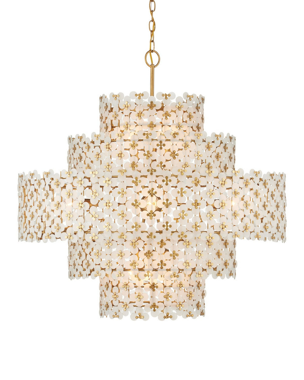 Currey and Company - 12 Light Chandelier - Spring Flower - Frosted/Brass- Union Lighting Luminaires Decor