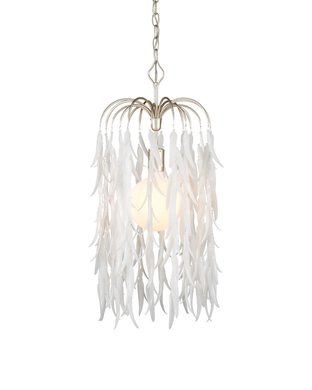 Currey and Company - One Light Pendant - Glen Arbor - White/Contemporary Silver Leaf/Contemporary Silver- Union Lighting Luminaires Decor