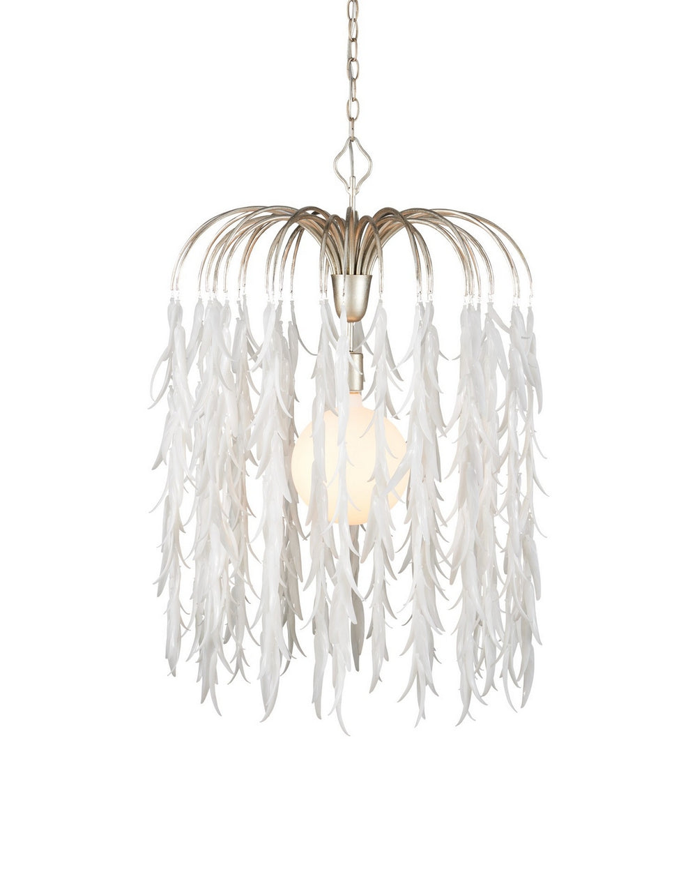 Currey and Company - One Light Pendant - Glen Arbor - White/Contemporary Silver Leaf/Contemporary Silver- Union Lighting Luminaires Decor