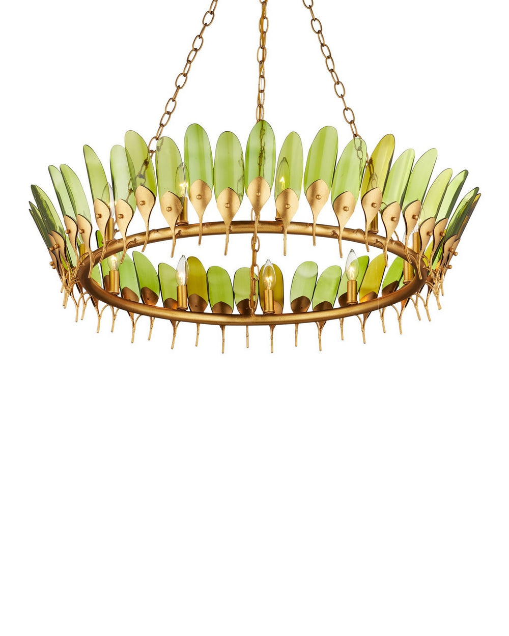 Currey and Company - 11 Light Chandelier - Selavy - Green/Contemporary Gold Leaf/Contemporary Gold- Union Lighting Luminaires Decor