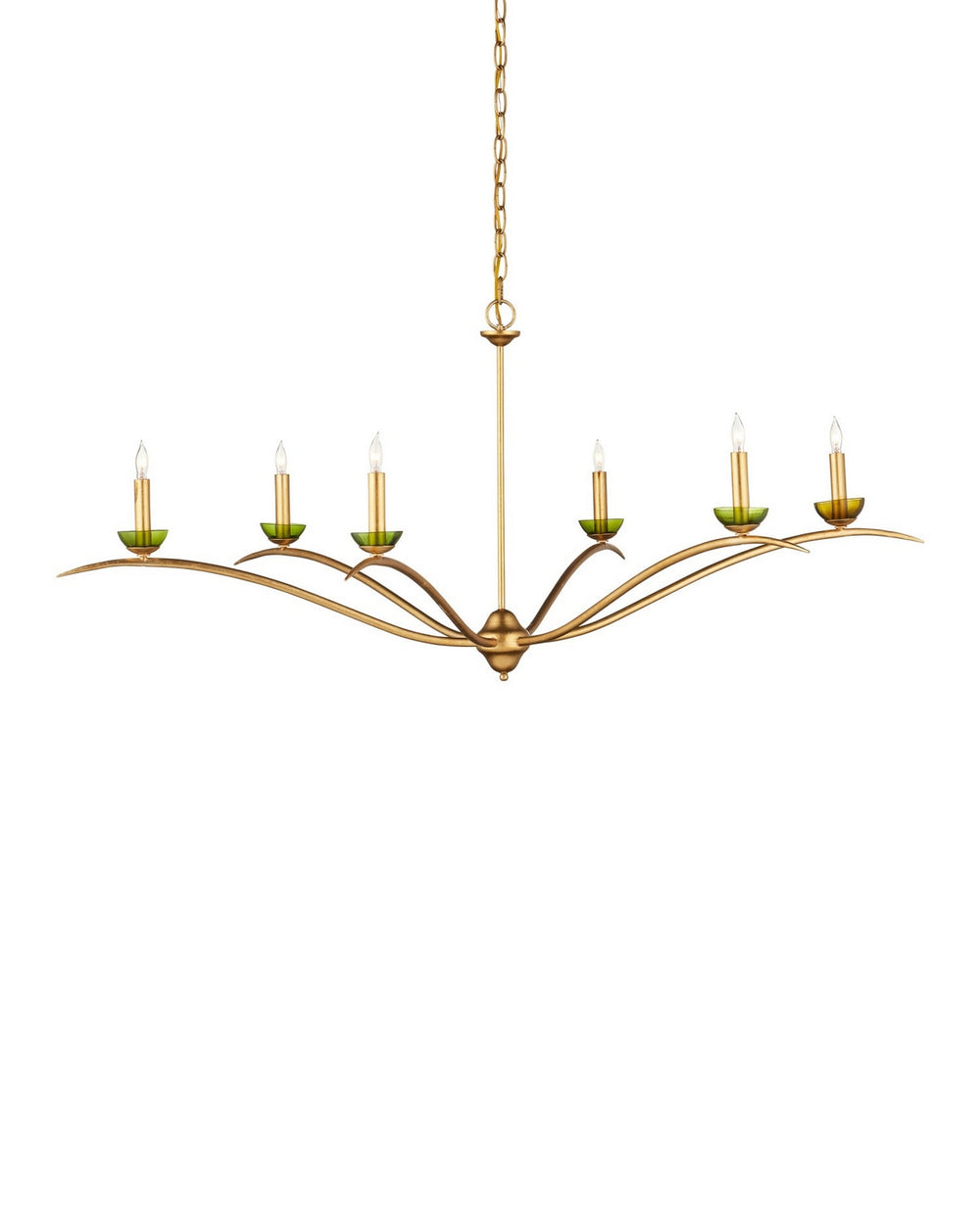 Currey and Company - Six Light Chandelier - Flannery - Contemporary Gold Leaf/Contemporary Gold/Green- Union Lighting Luminaires Decor