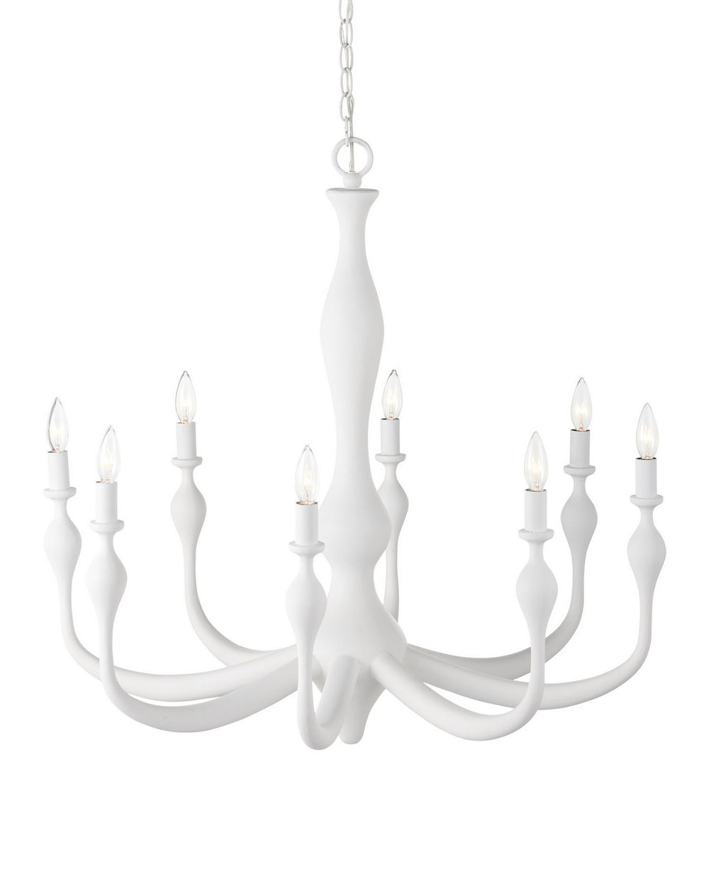 Currey and Company - Eight Light Chandelier - Ludwig - Gesso White- Union Lighting Luminaires Decor