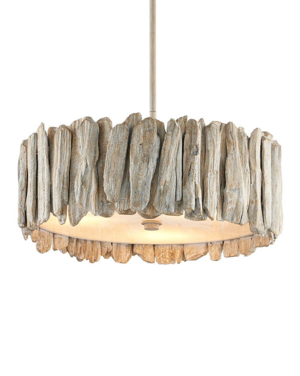 Currey and Company - Three Light Semi-Flush Mount - Driftwood - Whitewash/White- Union Lighting Luminaires Decor
