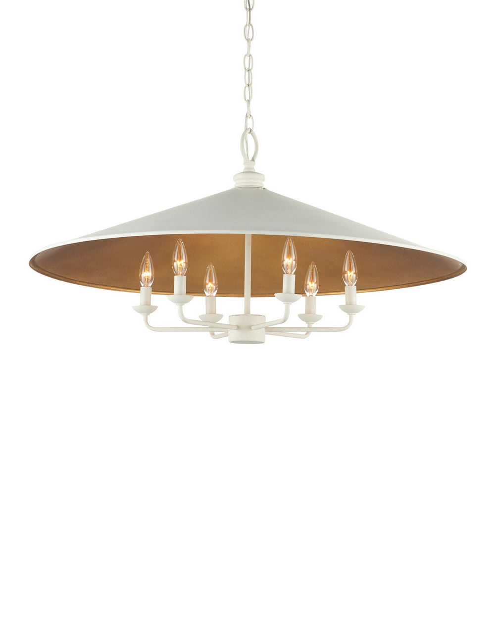 Currey and Company - Six Light Chandelier - Brussels - Snow White/Contemporary Gold Leaf- Union Lighting Luminaires Decor