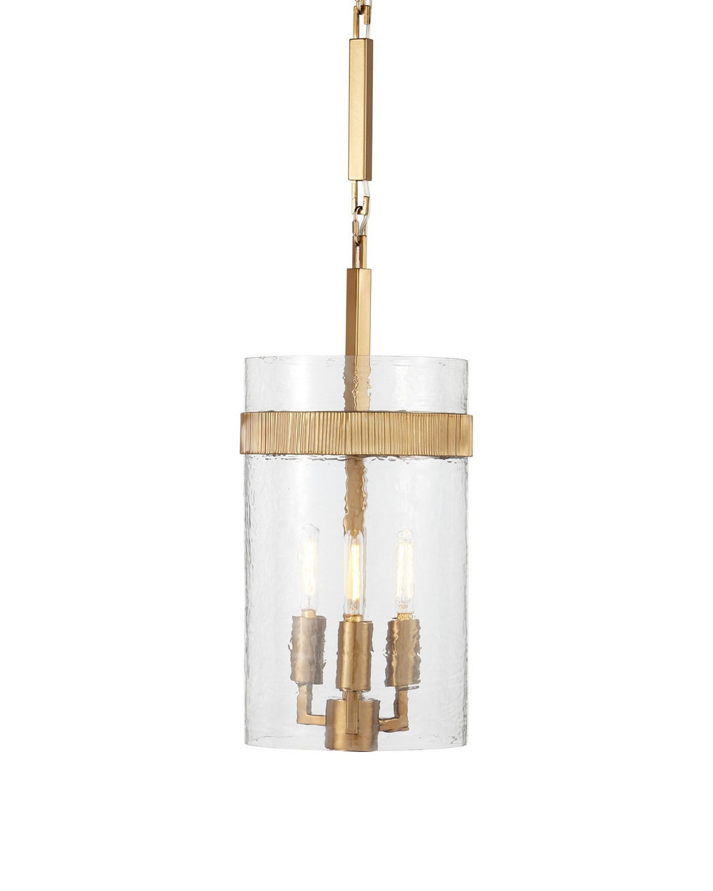Currey and Company - Three Light Pendant - Sudeley - Clear/Satin Brass- Union Lighting Luminaires Decor