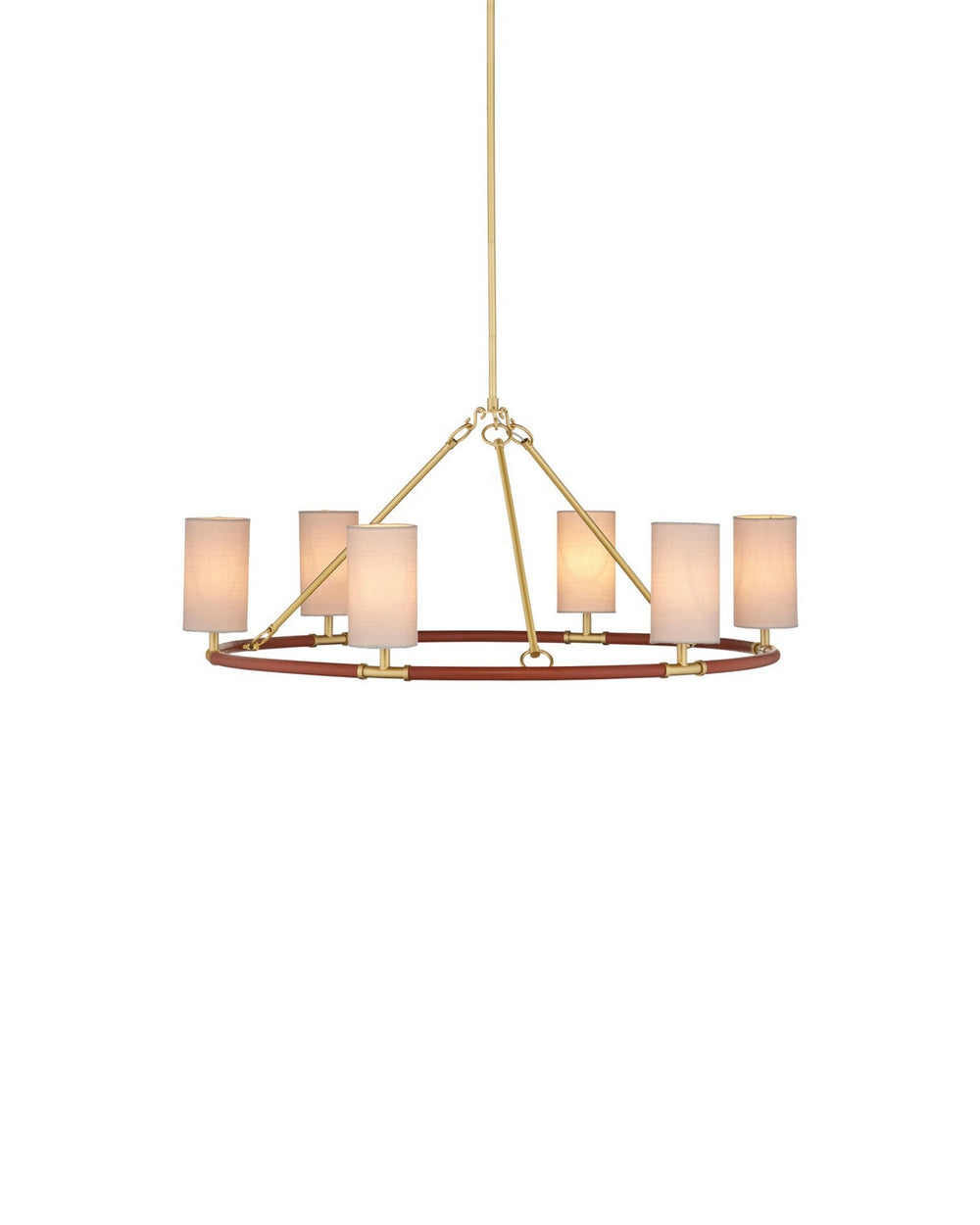 Currey and Company - Six Light Chandelier - Ellerston - Saddle Brown/Brushed Brass- Union Lighting Luminaires Decor
