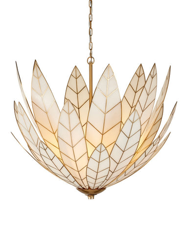 Currey and Company - Three Light Chandelier - Lamina - Antique Brass/Off-White- Union Lighting Luminaires Decor
