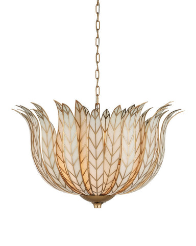 Currey and Company - Three Light Chandelier - Lamina - Antique Brass/Off-White- Union Lighting Luminaires Decor