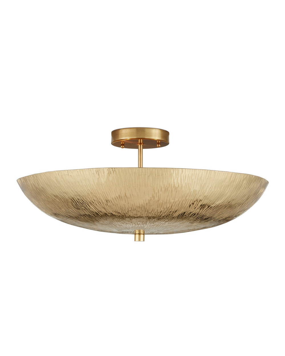 Currey and Company - Three Light Semi-Flush Mount - Origo - Brass- Union Lighting Luminaires Decor