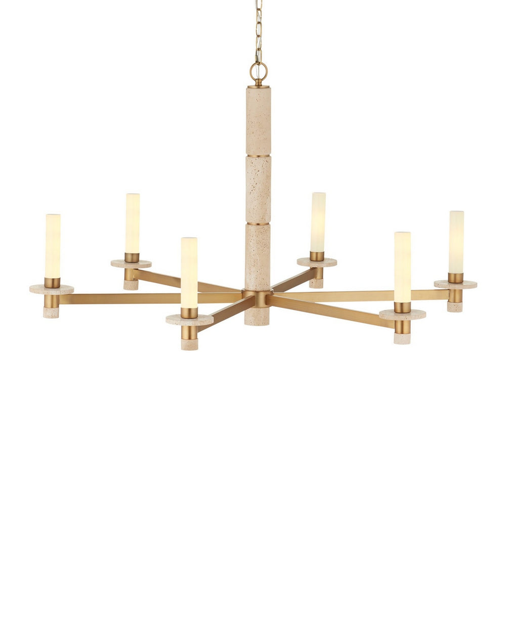 Currey and Company - Six Light Chandelier - Marcelo - Natural/Antique Brass/White- Union Lighting Luminaires Decor