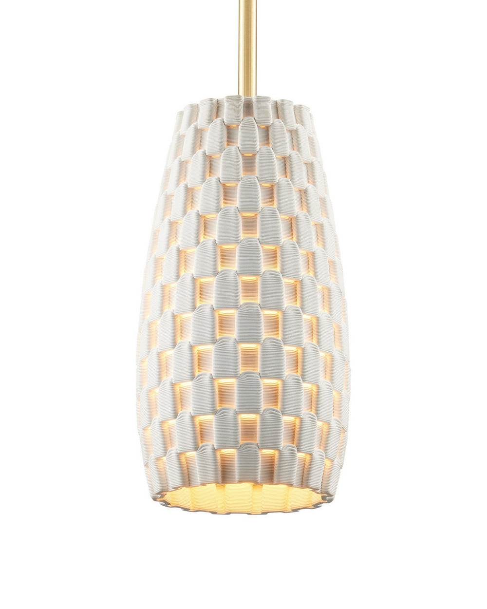 Currey and Company - One Light Pendant - Tessitura - White/Brass- Union Lighting Luminaires Decor