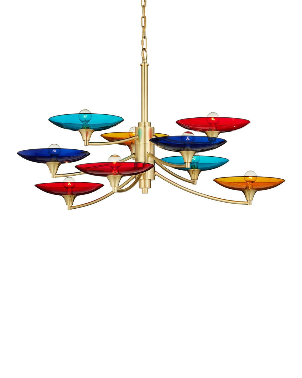 Currey and Company - Nine Light Chandelier - Veneto - Blue/Yellow/Red/Polished Brass- Union Lighting Luminaires Decor