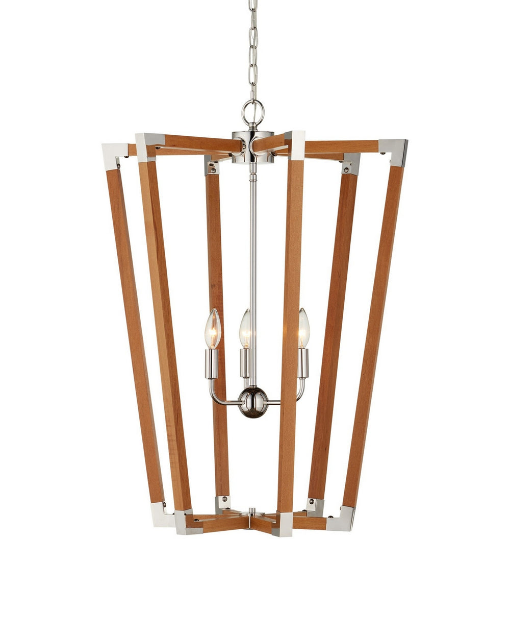 Currey and Company - Three Light Chandelier - Boyd - Natural/Polished Nickel- Union Lighting Luminaires Decor