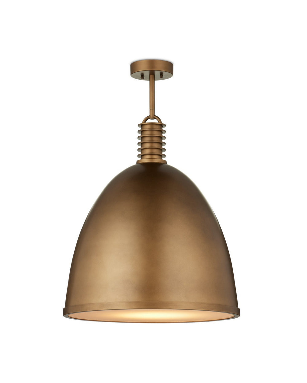 Currey and Company - LED Pendant - Cupola - Antique Brass/White- Union Lighting Luminaires Decor