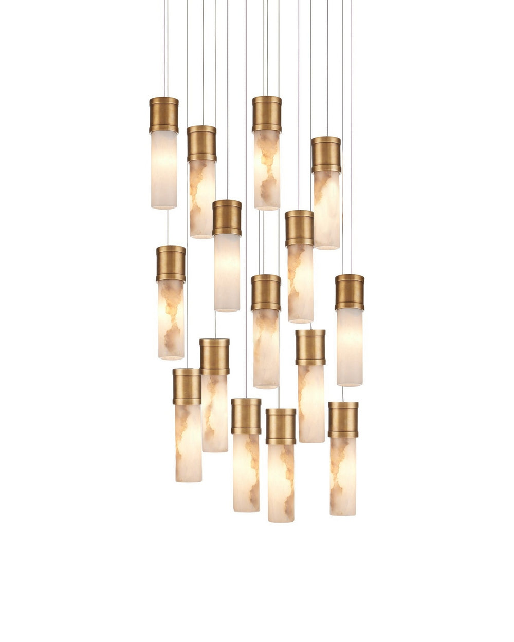 Currey and Company - 15 Light Pendant - Cannula - Vintage Brass/White/Silver- Union Lighting Luminaires Decor