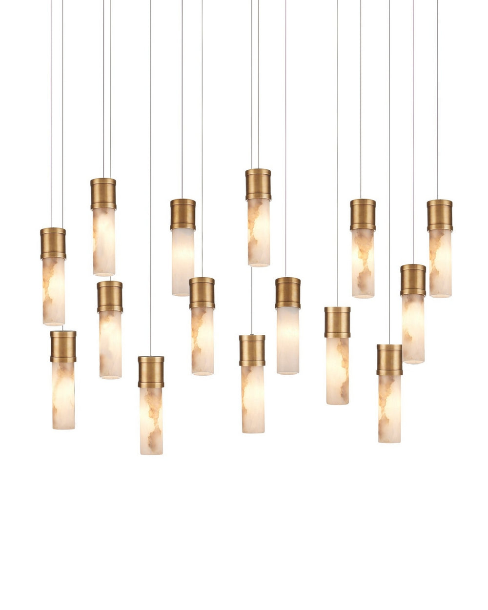 Currey and Company - 15 Light Pendant - Cannula - Vintage Brass/White/Silver- Union Lighting Luminaires Decor