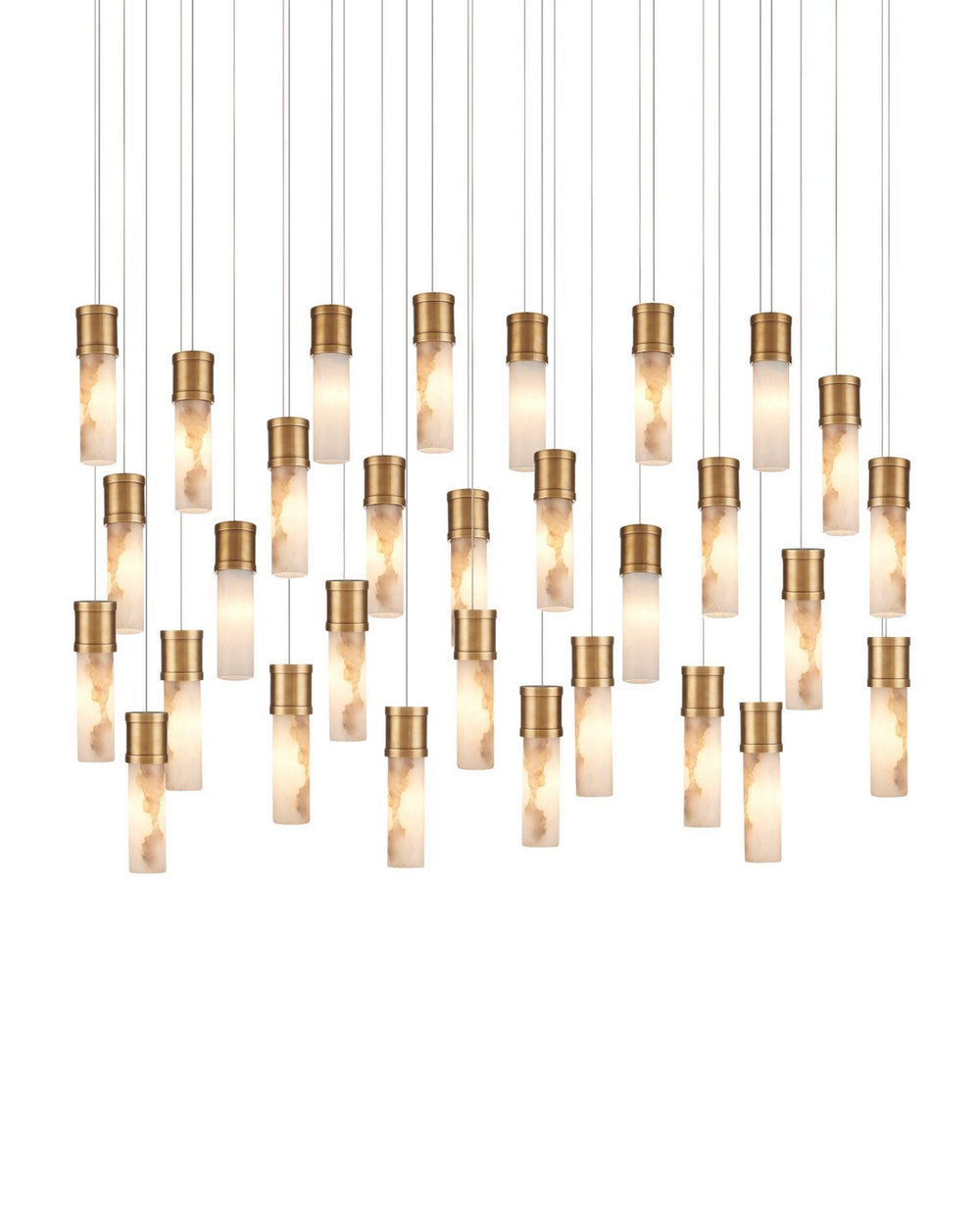 Currey and Company - 30 Light Pendant - Cannula - Vintage Brass/White/Silver- Union Lighting Luminaires Decor