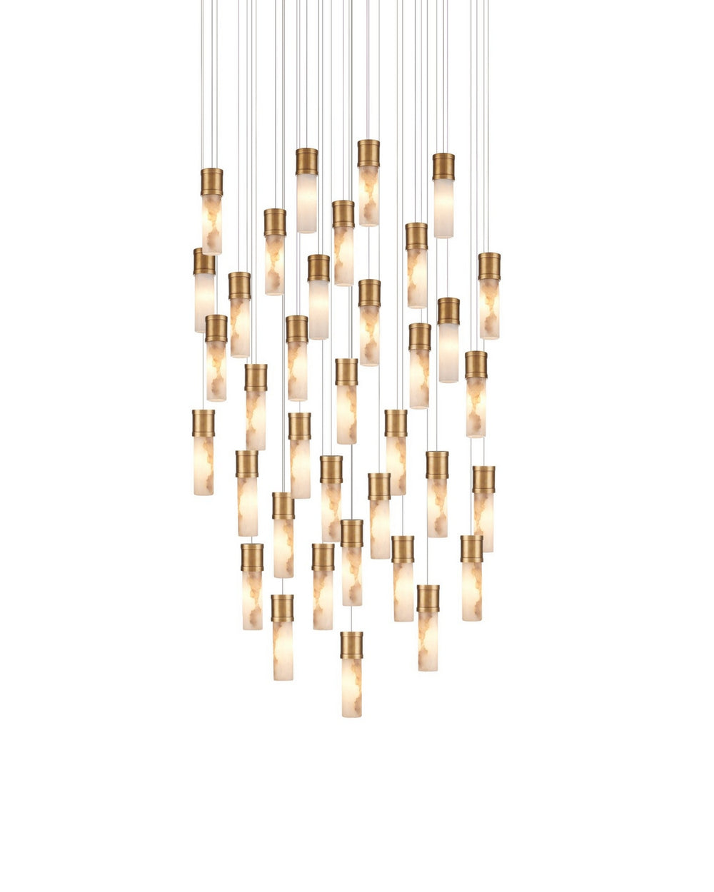 Currey and Company - 36 Light Pendant - Cannula - Vintage Brass/White/Silver- Union Lighting Luminaires Decor