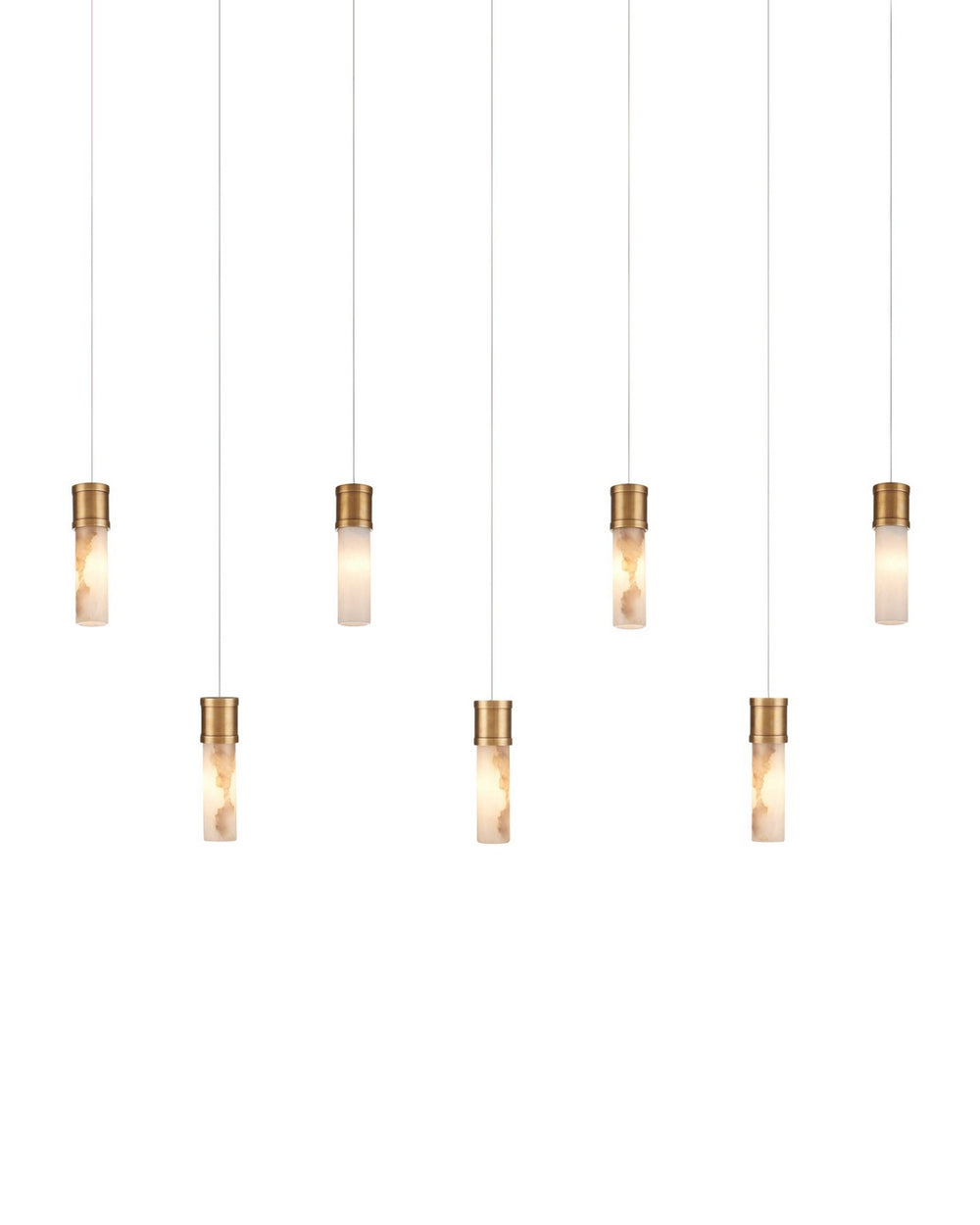 Currey and Company - Seven Light Pendant - Cannula - Vintage Brass/White/Silver- Union Lighting Luminaires Decor