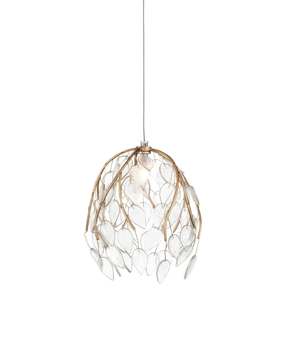 Currey and Company - One Light Pendant - Banyan - Antique Brass/Clear/Silver- Union Lighting Luminaires Decor