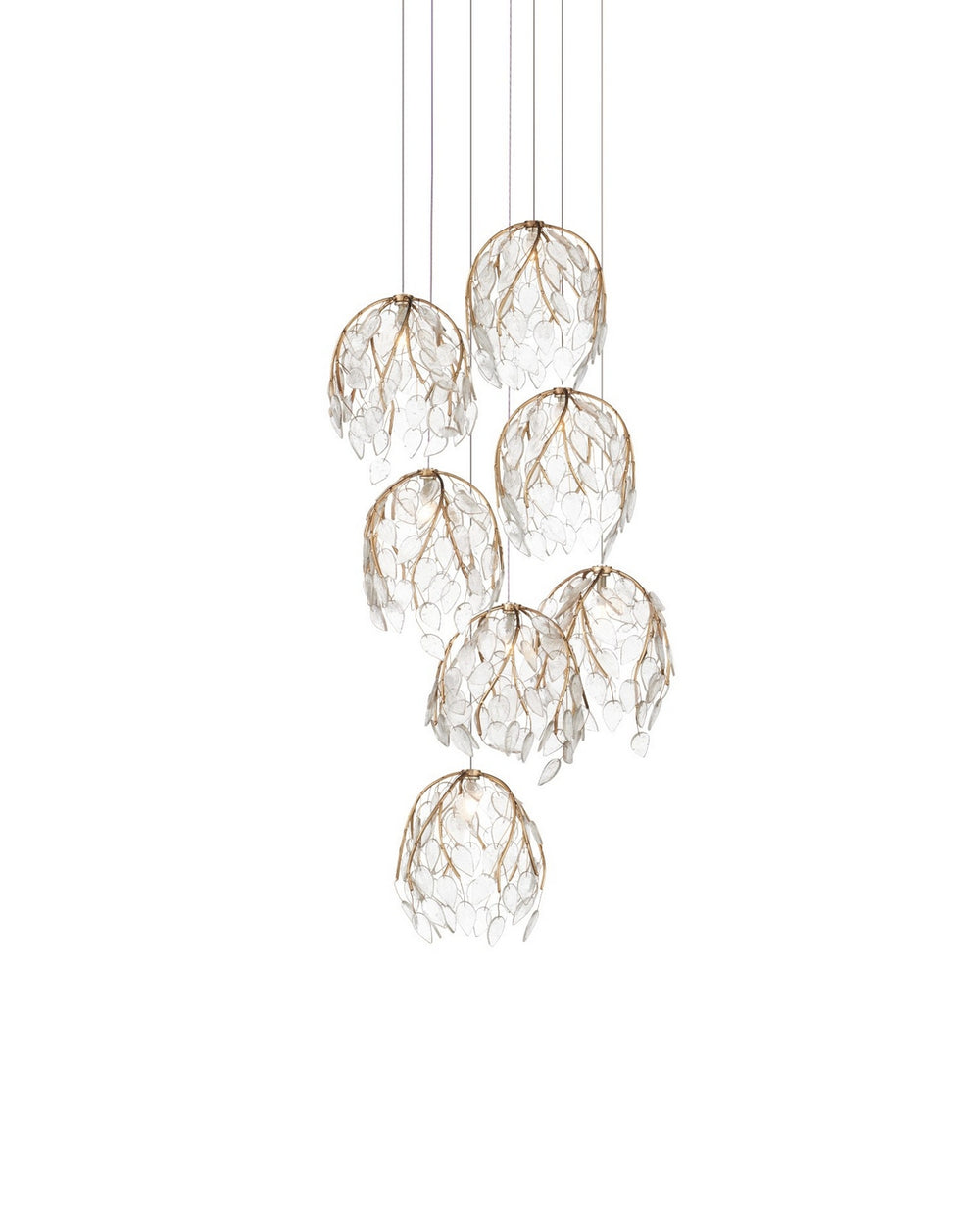 Currey and Company - Seven Light Pendant - Banyan - Antique Brass/Clear/Silver- Union Lighting Luminaires Decor